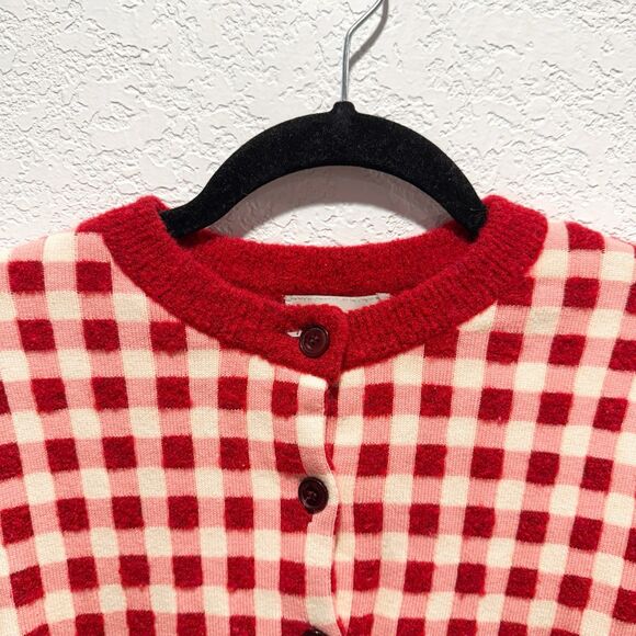 MOLLY GODDARD Red and White Checkered Cardigan - Picture 5 of 11